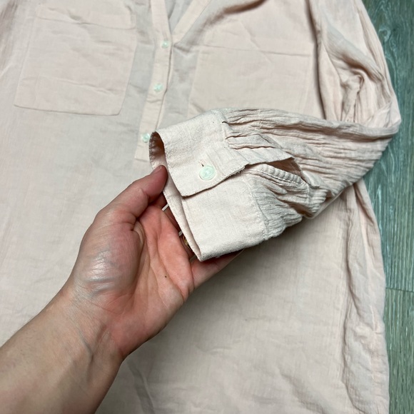 Michael Kors Light Pink 100% Cotton 1/3 Button Down Blouse Size XL - Picture 6 of 9